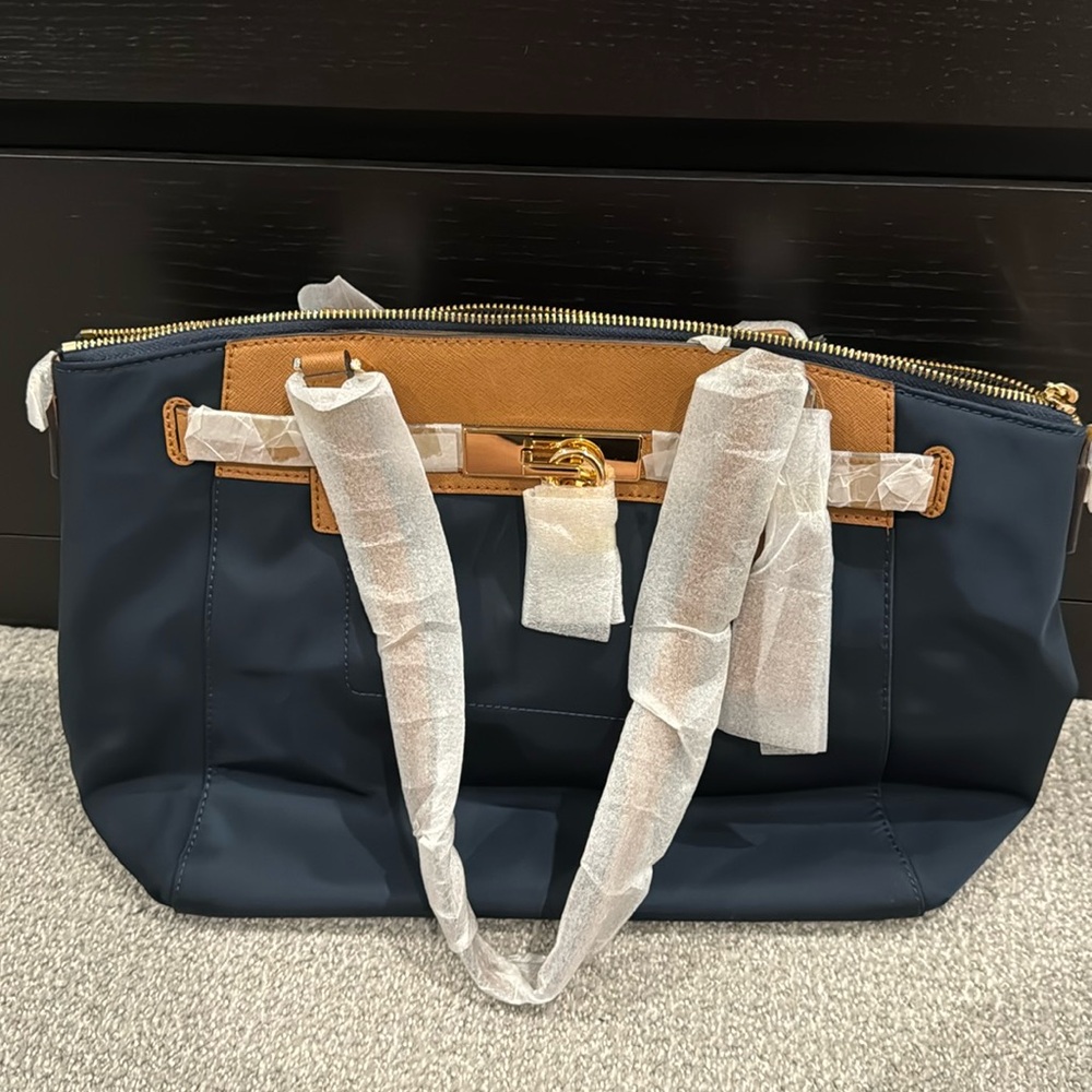 NWT Michael Kors Hamilton Navy Nylon Satchel